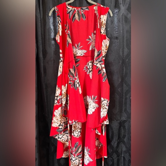 Red Floral Sleeveless Wrap Dress Made By zeagoo. Women’s Size Small. - Picture 5 of 8